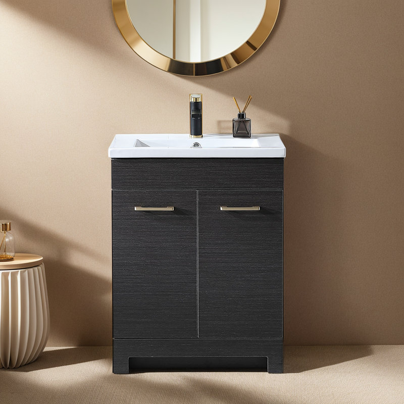 Ebern Designs 24'' Black Modern Free-standing Bathroom Vanity Set | Wayfair